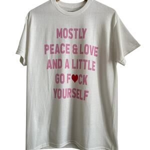 UNTAMEDEGO Mostly Peace & Love Graphic Tee 😇🔥 Size‎ M Oversized NWOT